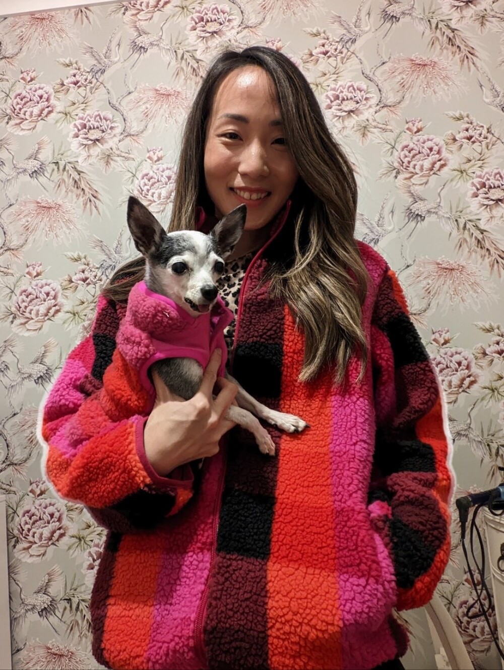 RARE Bold Pink & Red Sherpa Zip-Up Jacket, Matching dog and adult outfit